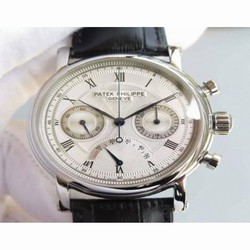 Patek Philippe Calatrava Chronograph Power Reserve Stainless Steel White 