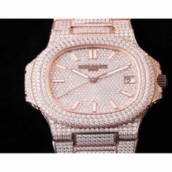 Patek Philippe Nautilus Jumbo 5719/10G-010 Noob V2 Rose Gold & Diamonds Diamond 