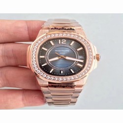 Patek Philippe Nautilus Ladies 7010/1R-010 JJ Rose Gold & Diamonds Blue 