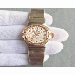 Omega Constellation Ladies 123.25.27.20.58.001 27MM EF Stainless Steel & Rose Gold Champagne & Diamonds 