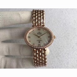 Omega De Ville Dewdrop 424.55.33.20.55.007 XF Rose Gold & Diamonds Mother Of Pearl 