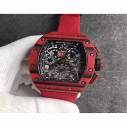 Richard Mille RM011 Red QTPT Flyback Chronograph KV Red Forged Carbon Black Skeleton 