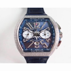 Franck Muller Vanguard Yachting Chronograph V45 CC DT AC BL OX Stainless Steel & Diamonds Blue 