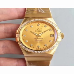 Omega Constellation 123.55.38.21.58.001 38MM SSS Yellow Gold & Diamonds Champagne 