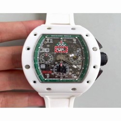 Richard Mille RM011-FM Felipe Massa Flyback Dubai Chronograph KV White Ceramic Green Skeleton 
