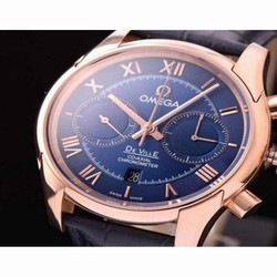Omega De Ville 42MM Chronograph Rose Gold Blue 