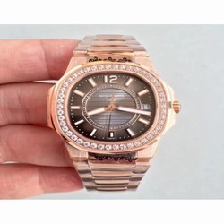 Patek Philippe Nautilus Ladies 7010/1R-010 JJ Rose Gold & Diamonds Brown 