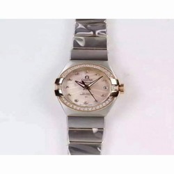 Omega Constellation Double Eagle Lady 27MM Stainless Steel & Rose Gold Pink 