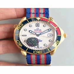 Omega Seamaster Diver 300M Co-Axial 41MM Commander 007 212.62.41.20.04.001 UR Yellow Gold White 