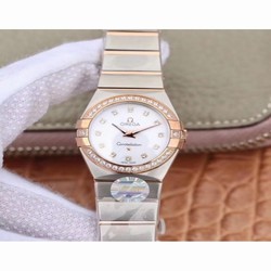 Omega Constellation Quartz 27MM ZF Stainless Steel & Diamonds Mother Of Pearl 
