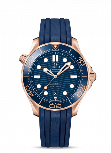 Omega Seamaster Diver 300M Master Co-Axial 42 Sedna Gold / Blue / Rubber 210.62.42.20.03.001