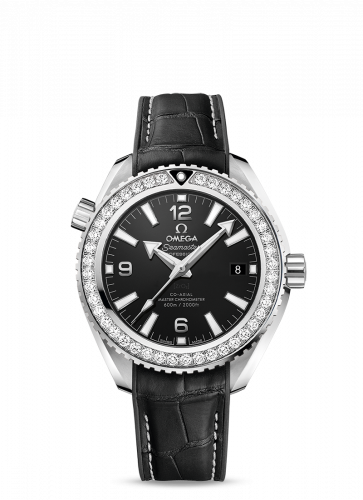 Omega Seamaster Planet Ocean 600M Co-Axial 39.5 Master Chronometer Stainless Steel / Diamond / Black / Alligator 215.18.40.20.01.001