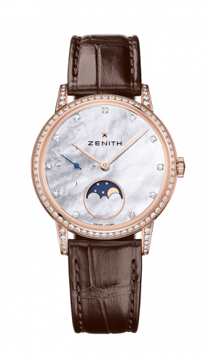 Zenith Elite Lady Moonphase Rose Gold / Mother of Pearl / Alligator 22.2321.692/82.C713