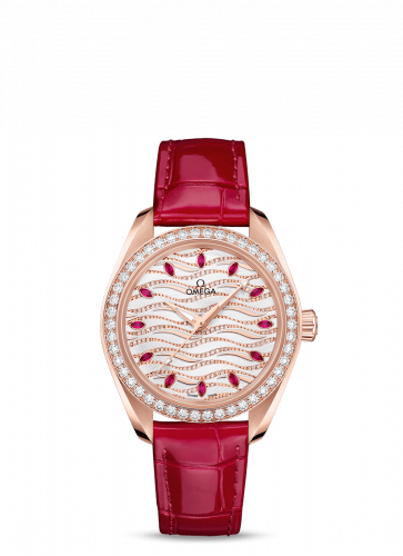 Omega Seamaster Aqua Terra 150M Master Chronometer 34 Sedna Gold / Diamond / Wave Ruby / Alligator 220.58.34.20.99.004