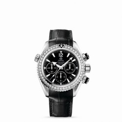 Omega Seamaster Planet Ocean 600M Co-Axial 37.5 Chronograph Stainless Steel / Diamond / Black / Alligator 222.18.38.50.01.001