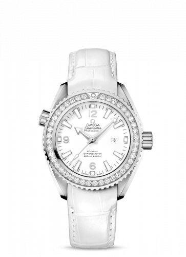 Omega Seamaster Planet Ocean 600M Co-Axial 37.5 Stainless Steel / Diamond / White / Alligator 232.18.38.20.04.001