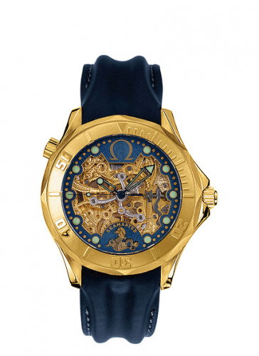 Omega Seamaster Diver 300M Automatic 41 Yellow Gold / Skeleton / Leather / 50th Anniversary 2941.80.03