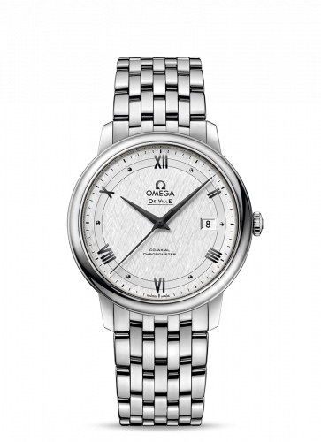 Omega De Ville Prestige Co-Axial 39.5 Stainless Steel / Vintage Silver Silk / Bracelet 424.10.40.20.02.005
