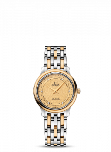 Omega De Ville Prestige Quartz 27.4 Stainless Steel / Yellow Gold / Vintage Champagne Silk / Bracelet 424.20.27.60.58.004