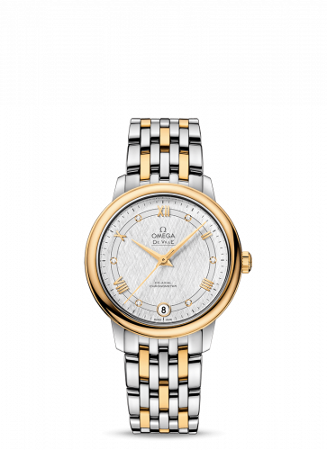 Omega De Ville Prestige Co-Axial 32.7 Stainless Steel / Yellow Gold / Vintage Silver Silk / Bracelet 424.20.33.20.52.001