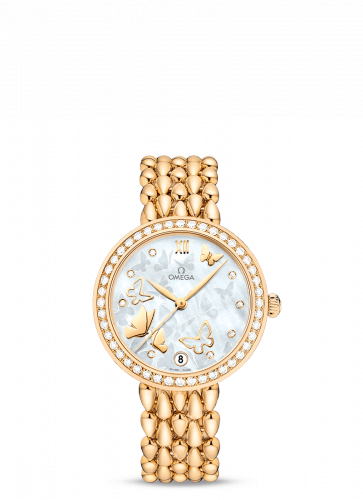 Omega De Ville Prestige Dewdrop Co-Axial 32.7 Yellow Gold / MOP Butterfly / Diamond / Bracelet 424.55.33.20.55.008
