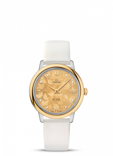 Omega De Ville Prestige Quartz 32.7 Stainless Steel / Yellow Gold / Champagne Butterfly 424.22.33.60.58.001