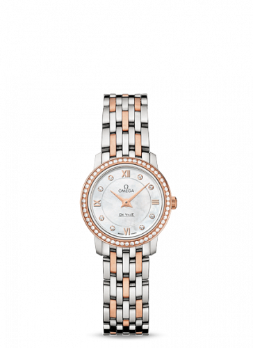 Omega De Ville Prestige Quartz 24.4 Stainless Steel / Red Gold / Diamond / MOP / Bracelet 424.25.24.60.55.002