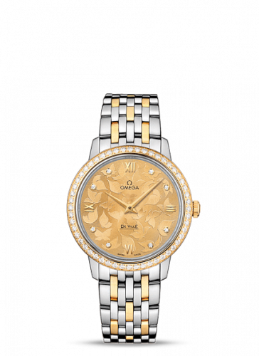 Omega De Ville Prestige Quartz 32.7 Butterfly Stainless Steel / Yellow Gold / Diamond / Bracelet 424.25.33.60.58.001