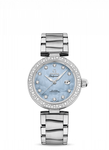 Omega LadyMatic Co-Axial 34 Stainless Steel / Diamond / Blue MOP / Bracelet 425.35.34.20.57.003
