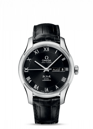 Omega De Ville Co-Axial Annual Calendar Stainless Steel / Black / Alligator 431.13.41.22.01.001