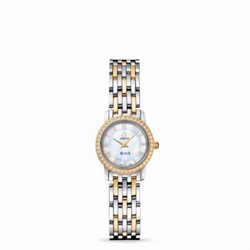 Omega De Ville Prestige Quartz 22 Stainless Steel / Yellow Gold / Diamond / MOP / Bracelet 4375.71.00