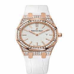 Audemars Piguet Royal Oak 33 Quartz Pink Gold / Diamond / Silver / Strap 67652OR.ZZ.D011CR.01