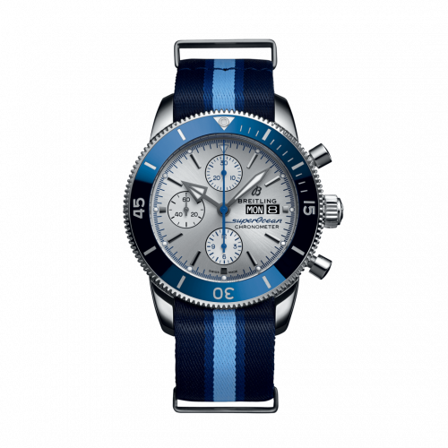 Breitling Superocean Heritage II Chronograph 44 Stainless Steel / Silver / NATO / Ocean Conservancy A133131A1G1W1