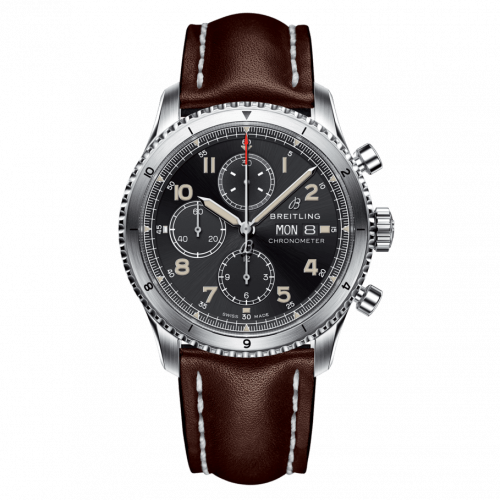Breitling Aviator 8 Chronograph 43 Stainless Steel / Black / Calf / Pin A13316101B1X3
