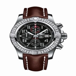 Breitling Super Avenger II Stainless Steel / Diamond / Volcano Black / Calf / Pin A1337153/BC28/443X/A20BA.1