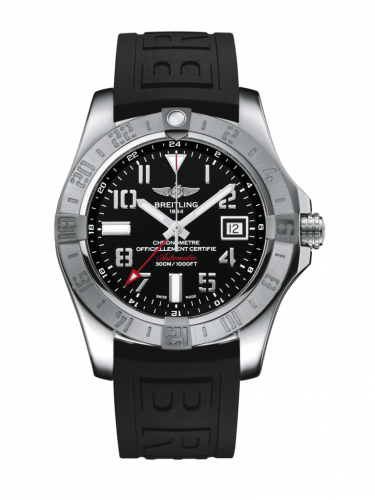 Breitling Avenger II GMT Stainless Steel / Volcano Black / Rubber / Pin A32390111B2S2
