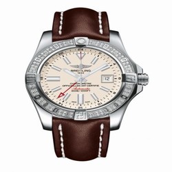 Breitling Avenger II GMT Stainless Steel / Diamond / Stratus Silver / Calf A3239053.G778.437X