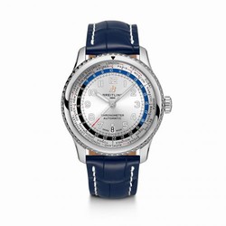 Breitling Navitimer 8 B35 Automatic Unitime 43 Stainless Steel / Silver / Blue Croco A3521U01G1P2