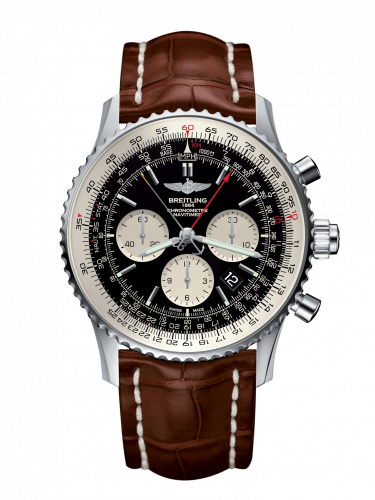 Breitling Navitimer Rattrapante Stainless Steel / Black / Croco / Pin AB031021/BF77/754P/A20BA.1