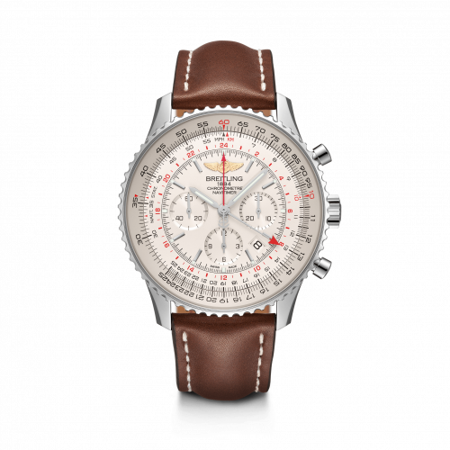 Breitling Navitimer GMT Stainless Steel / Silver / Calf / Pin AB0441211G1X1