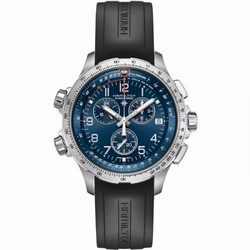 Hamilton Khaki Aviation X-Wind GMT Chrono Quartz Blue / Rubber H77922341