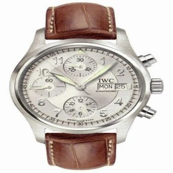 IWC Pilot's Watch Spitfire Chronograph Stainless Steel / Silver / German / Strap IW3706-21