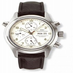 IWC Pilot's Watch Doppelchronograph Platinum / White / French / Strap IW3711-24
