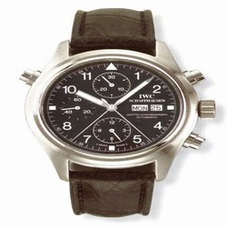 IWC Pilot's Watch Doppelchronograph Stainless Steel / Black / French / Strap IW3713-04