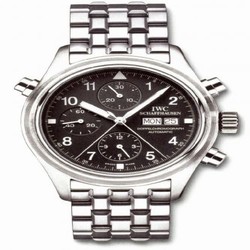 IWC Pilot's Watch Doppelchronograph Stainless Steel / Black / Italian / Bracelet IW3713-18