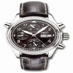 IWC Pilot's Watch Spitfire Double Chronograph Stainless Steel / Black / Italian / Strap IW3713-32