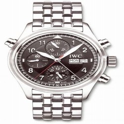 IWC Pilot's Watch Spitfire Double Chronograph Stainless Steel / Black / Italian / Bracelet IW3713-37