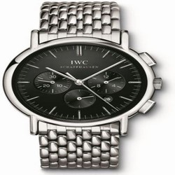 IWC Portofino Chronograph MecaQuartz Stainless Steel / Black / Bracelet IW3724-06