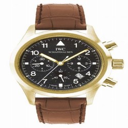 IWC Pilot's Watch Chronograph Mecaquartz Yellow Gold / Black / Strap IW3741-03