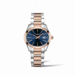 Longines Conquest Classic Quartz 29.5 Stainless Steel / Red Gold PVD / Blue L2.286.3.92.7